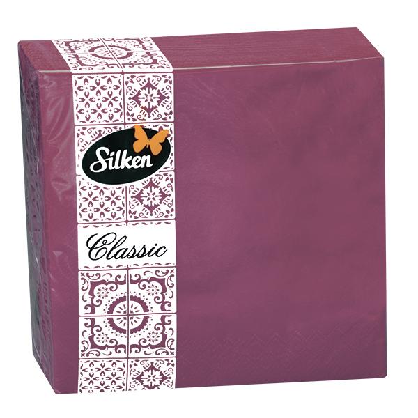 Серветки паперові Classic Бордові TM Silken 2 шар 50 шт -розмір 33*33 см